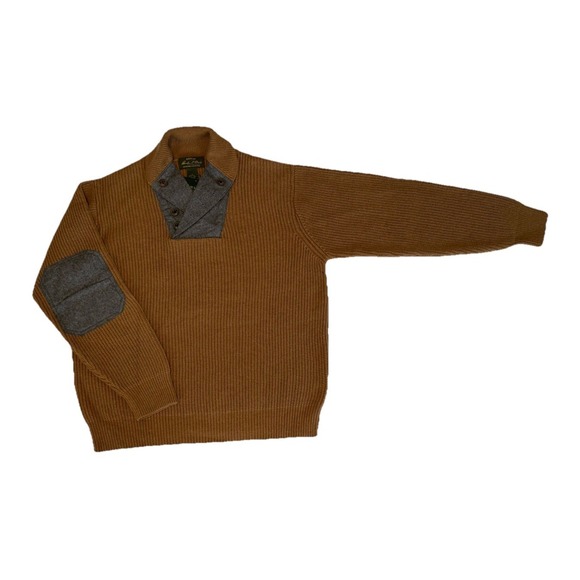Orvis Other - Rare Orvis Sweater Mens L WWII Khaki/ Elbow Patch Military Shawl Collar NWT